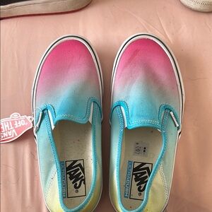 Vans Pink and Blue Gradient Sneakers Slip-On